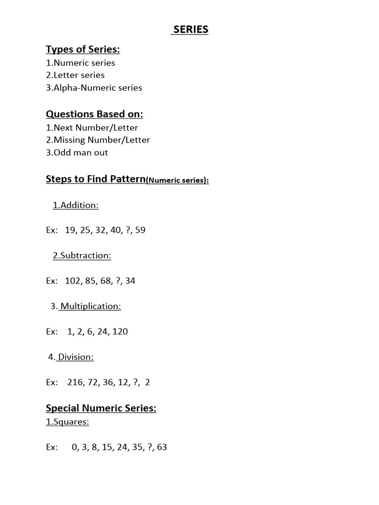 Series Patterns and Problem Solving | PDF