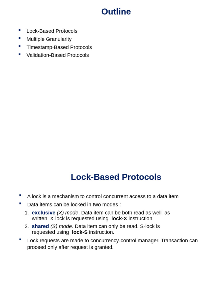 Locking Protocols and Concurrency Control | PDF | Databases | Data ...