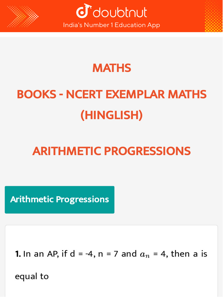 Arithmetic Progressions NCERT Solutions | PDF | Elementary Mathematics ...