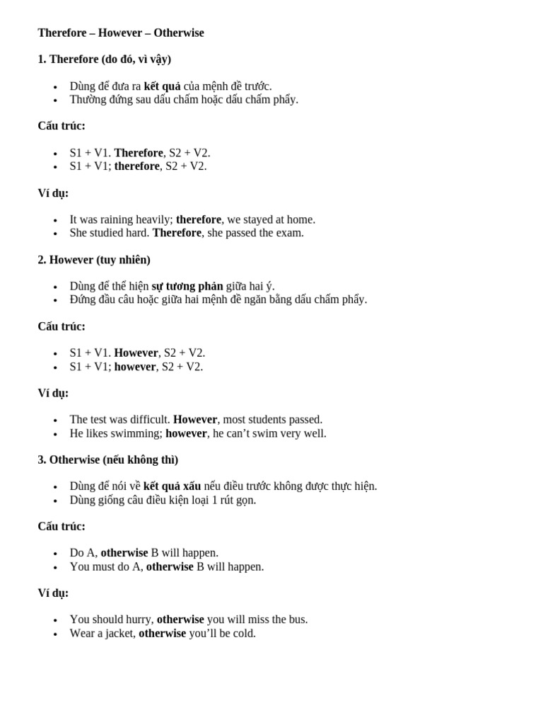 Therefore However Otherwise | PDF