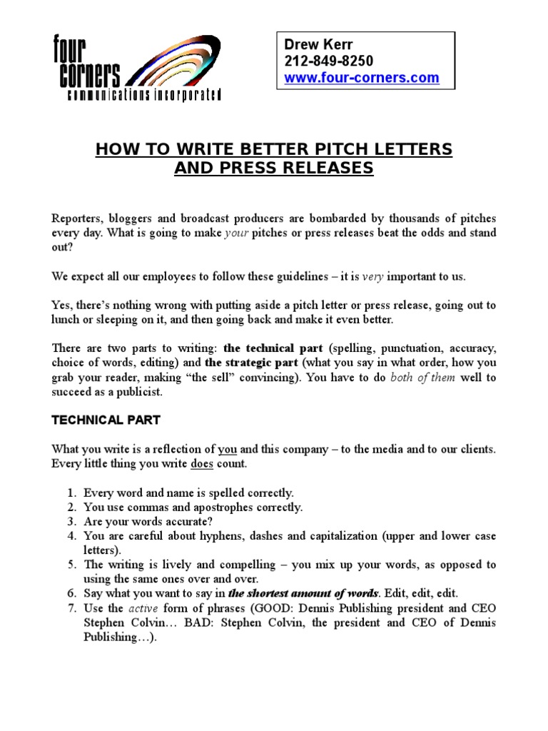 How To Write Better Press Releases and Pitch Letters Drew Kerr of