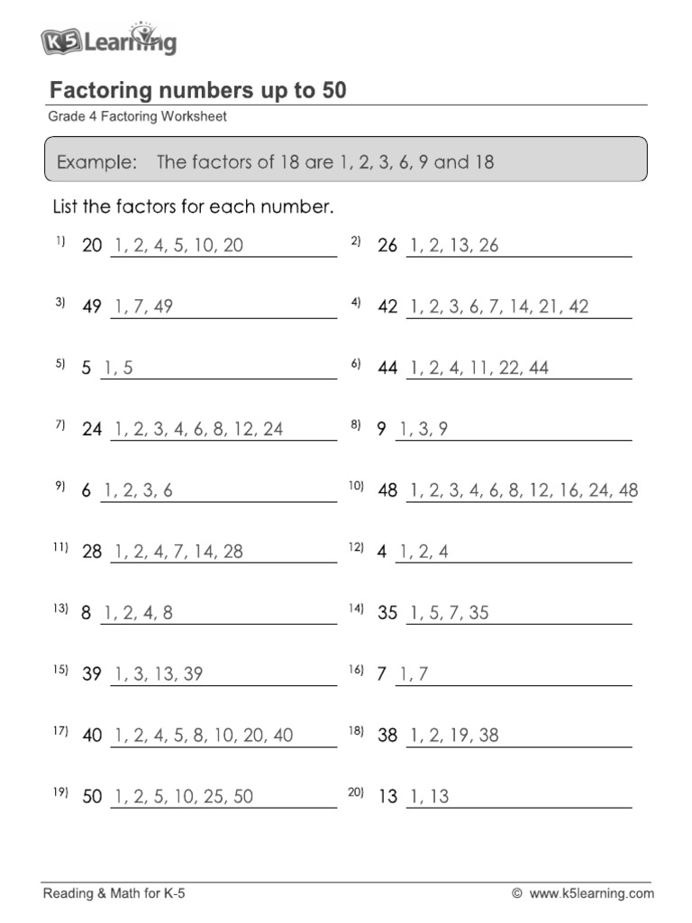 Factors Answers | PDF