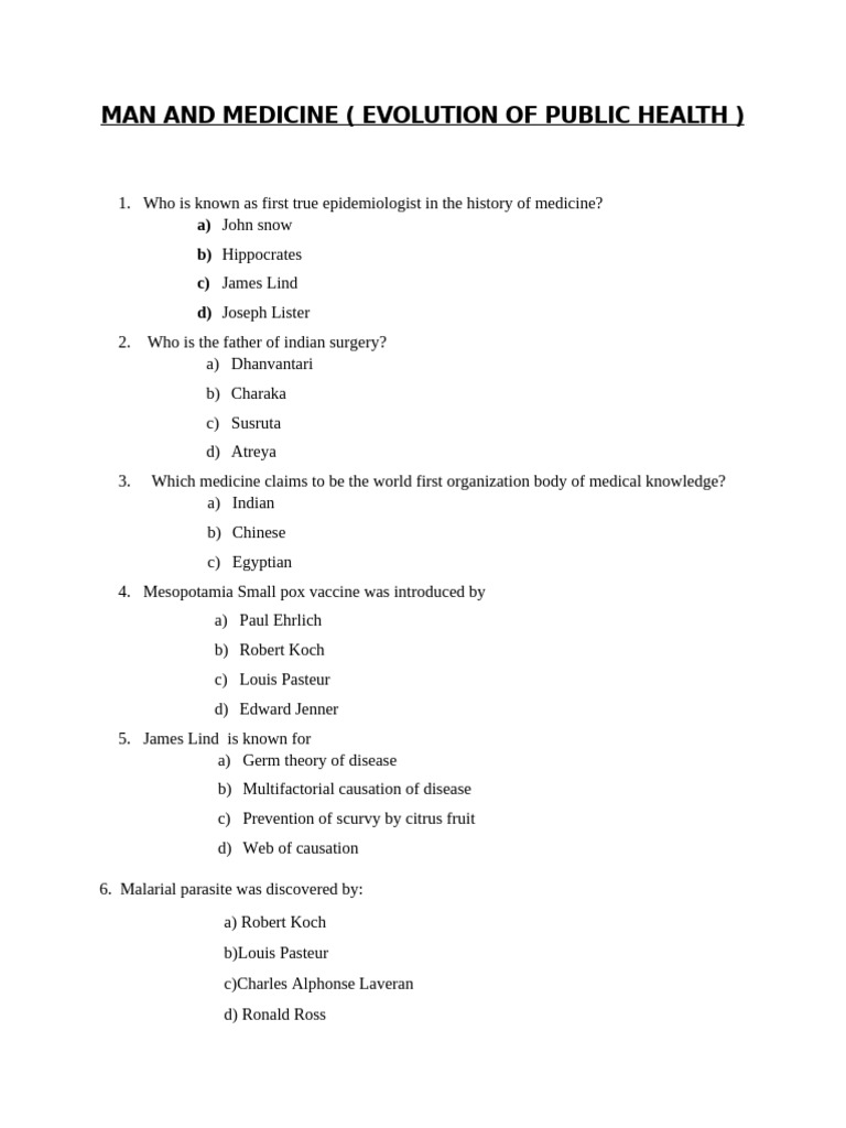 1. Man and Medicine (Evolution of Public Health) | PDF