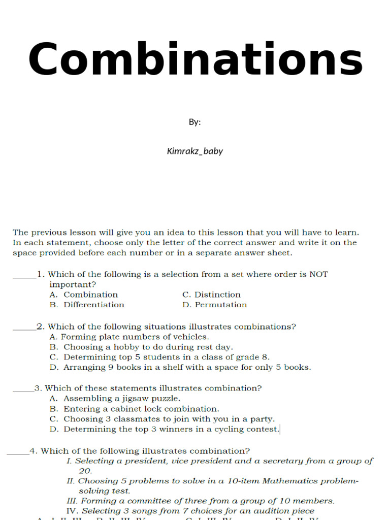 2 Combinations | PDF
