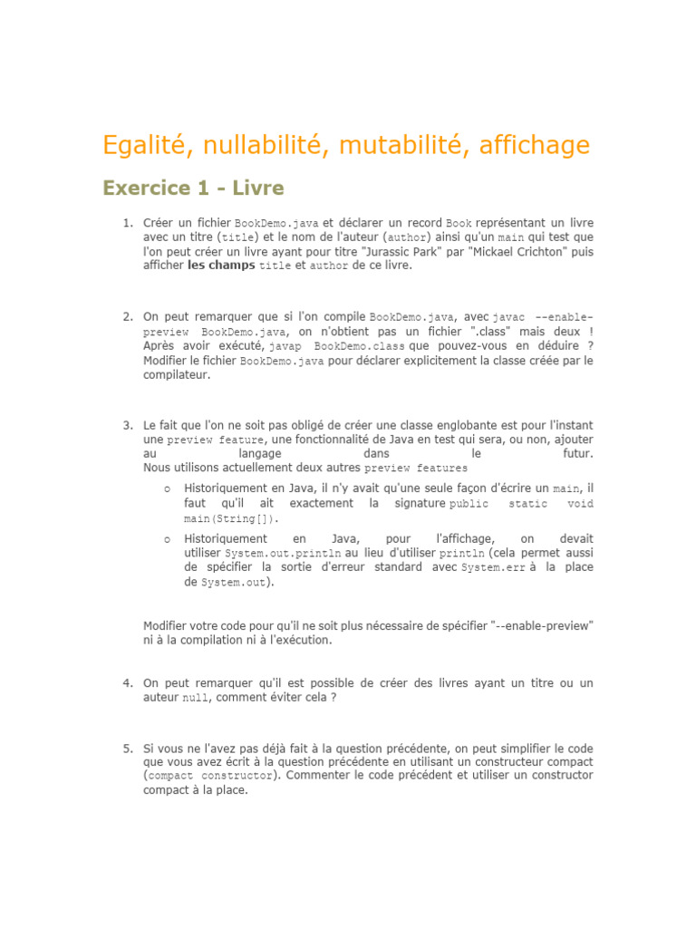 Exercice Java : Création et gestion de livres | PDF | Java (Langage de ...