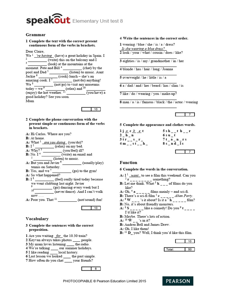Present Continuous Grammar Exercises | PDF | Linguistic Morphology | Syntax