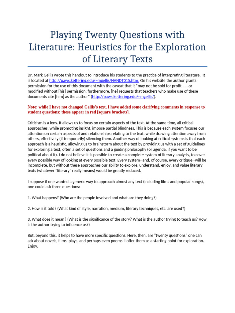 Heuristics for Literary Text Exploration | PDF | Semantics | Rhetoric
