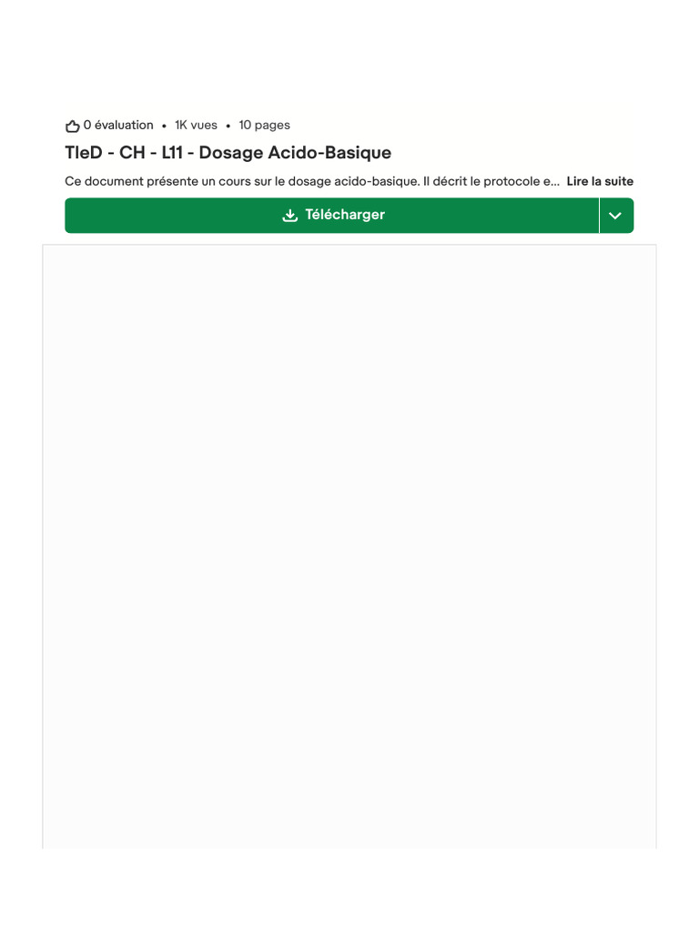 Dosage Acido-Basique : Cours Complet | PDF | Titrage | Chimie