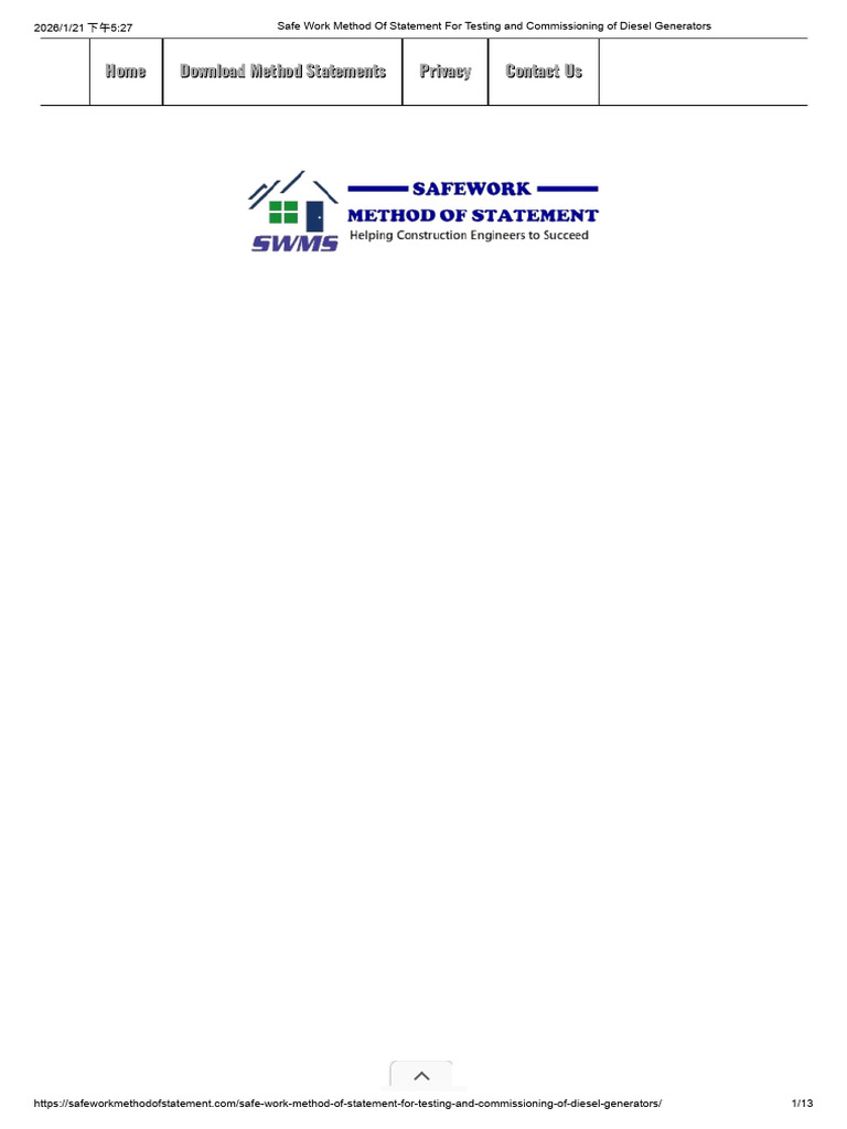 Diesel Generator Testing Method Statement | PDF | Electric Generator ...