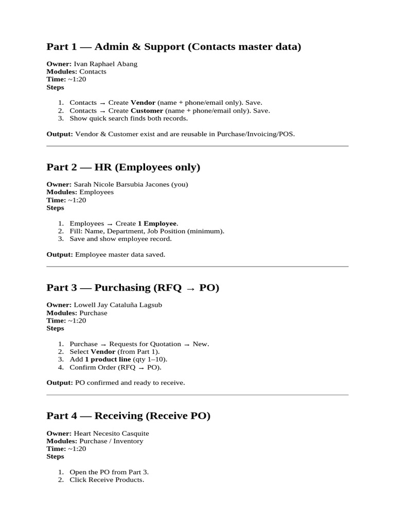 Admin, HR, Purchasing & Sales Workflow Guide | PDF