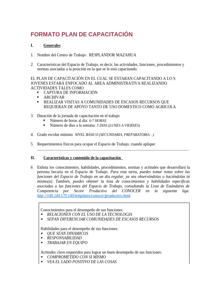 Plan de Capacitación Administrativa | PDF