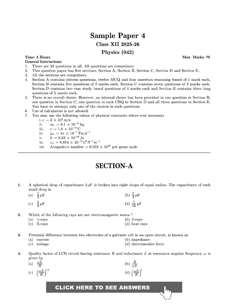 Physics Set 4 | PDF