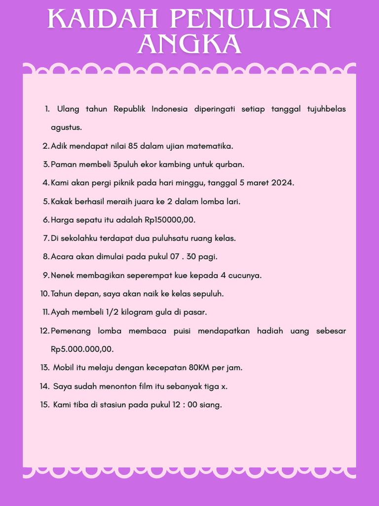 Panduan Kaidah Penulisan Angka | PDF