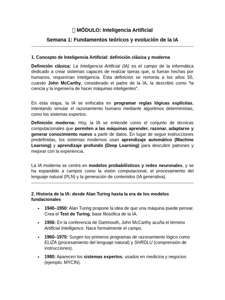 Fundamentos y evolución de la IA | PDF | Inteligencia artificial ...