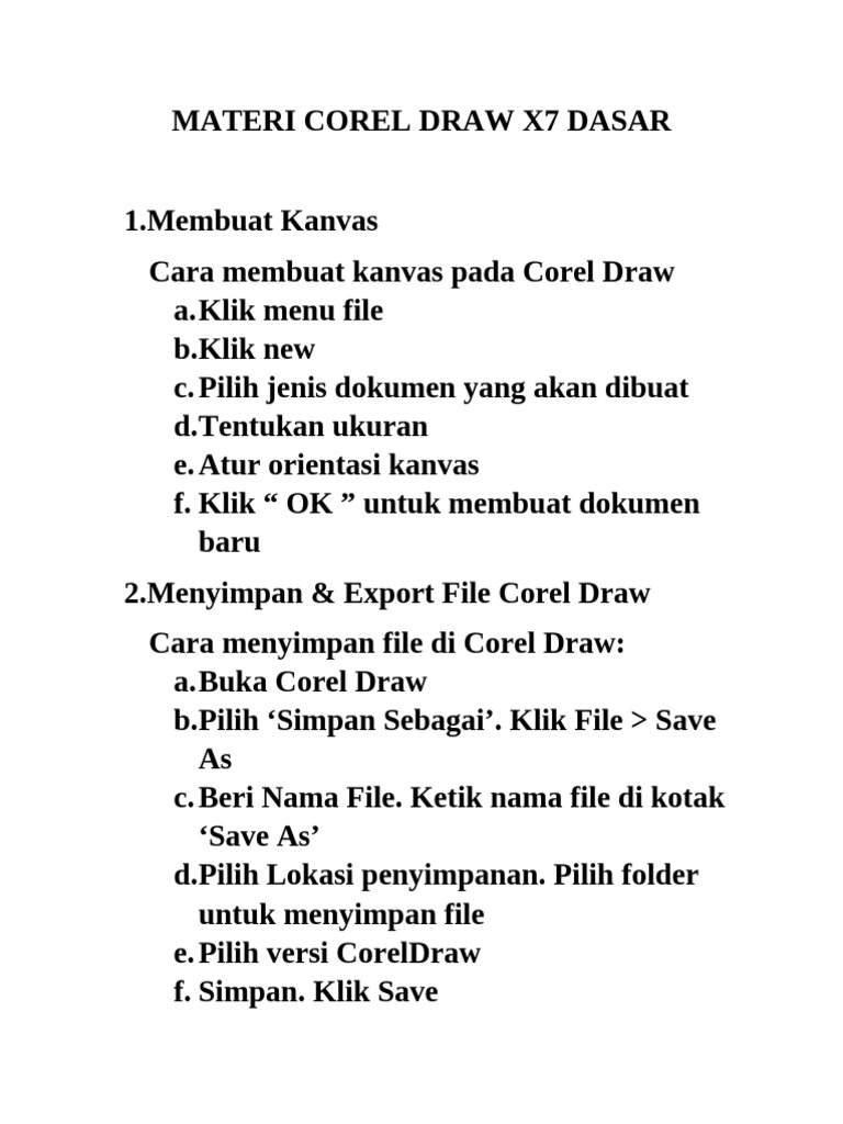 Panduan Dasar Corel Draw X7 | PDF
