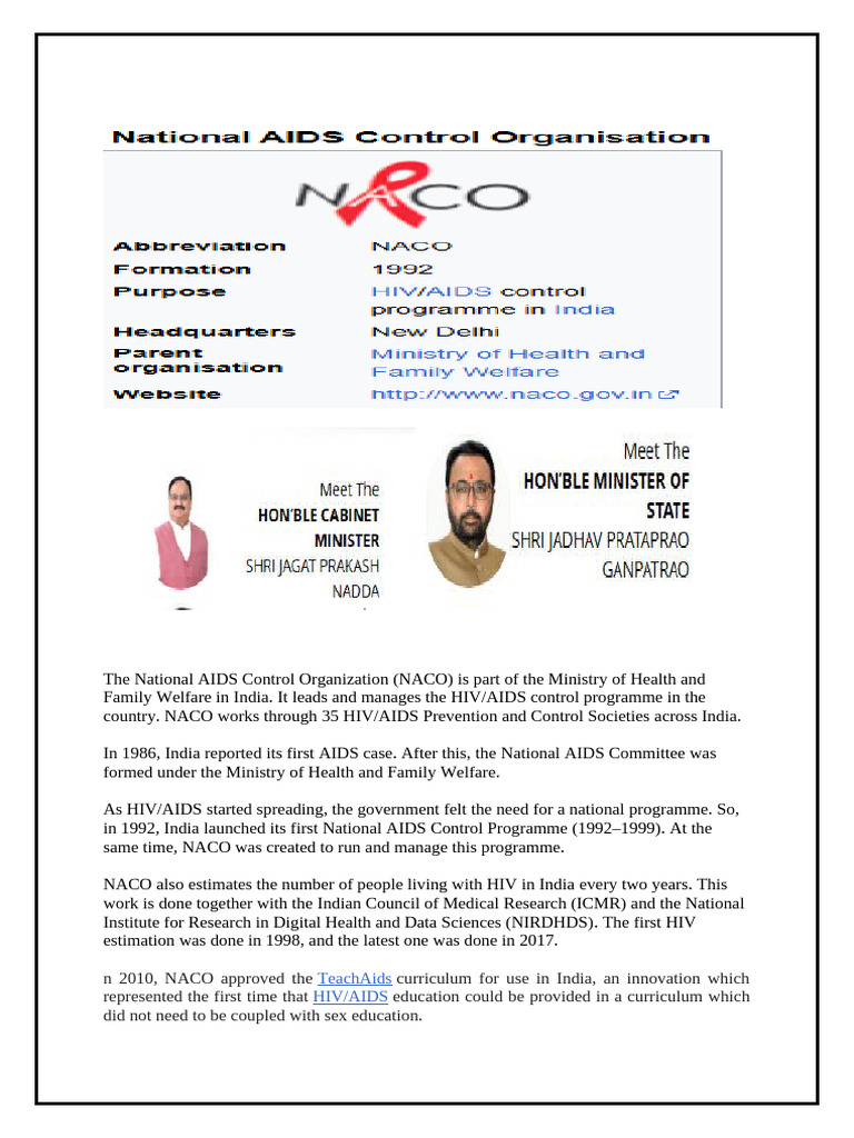 NACO-1 | PDF | Human Sexuality | Health Sciences
