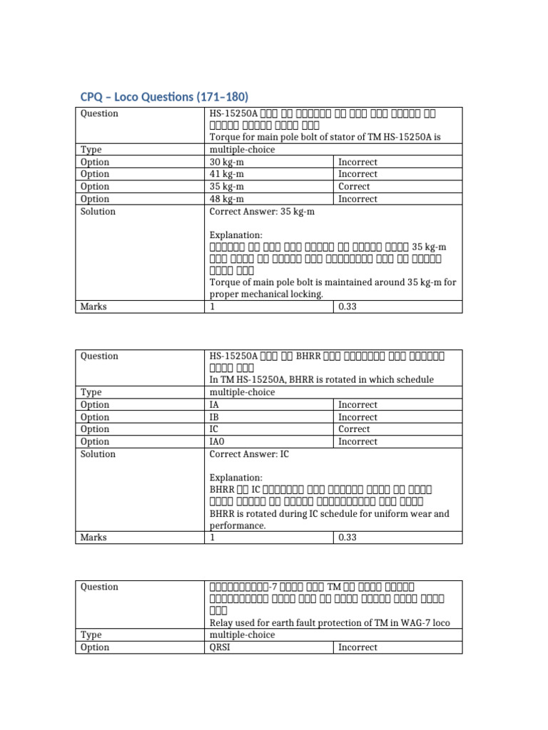 CPQ Q171 To 180 Loco | PDF