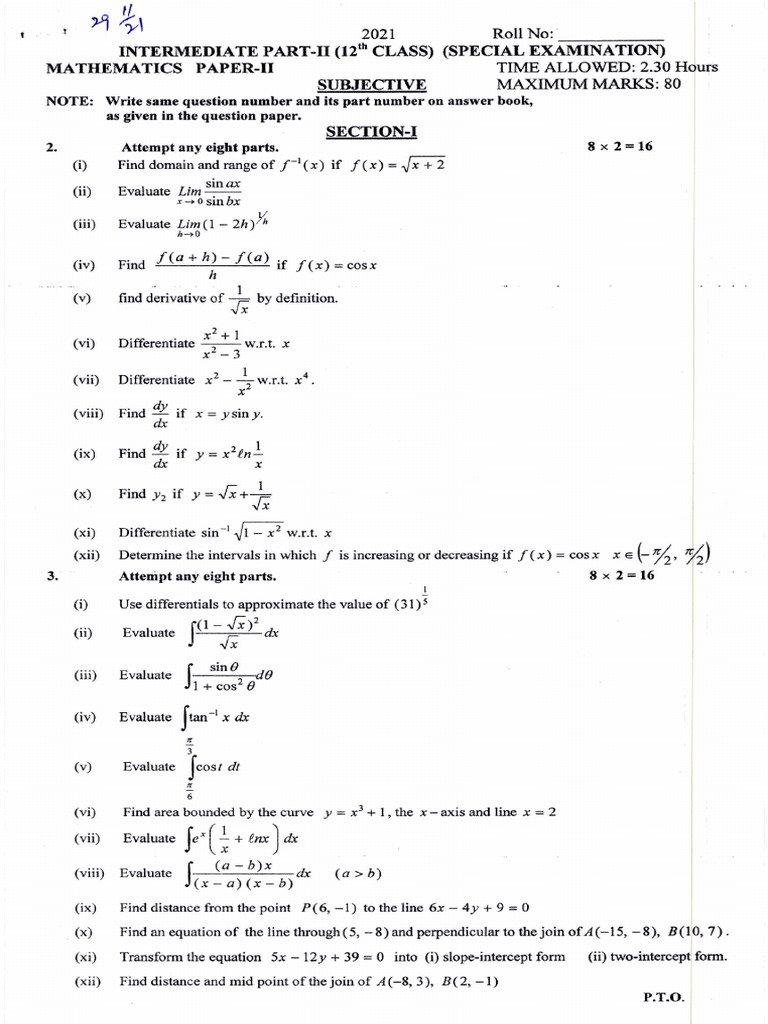 Mathematics Inter Special 2021 | PDF