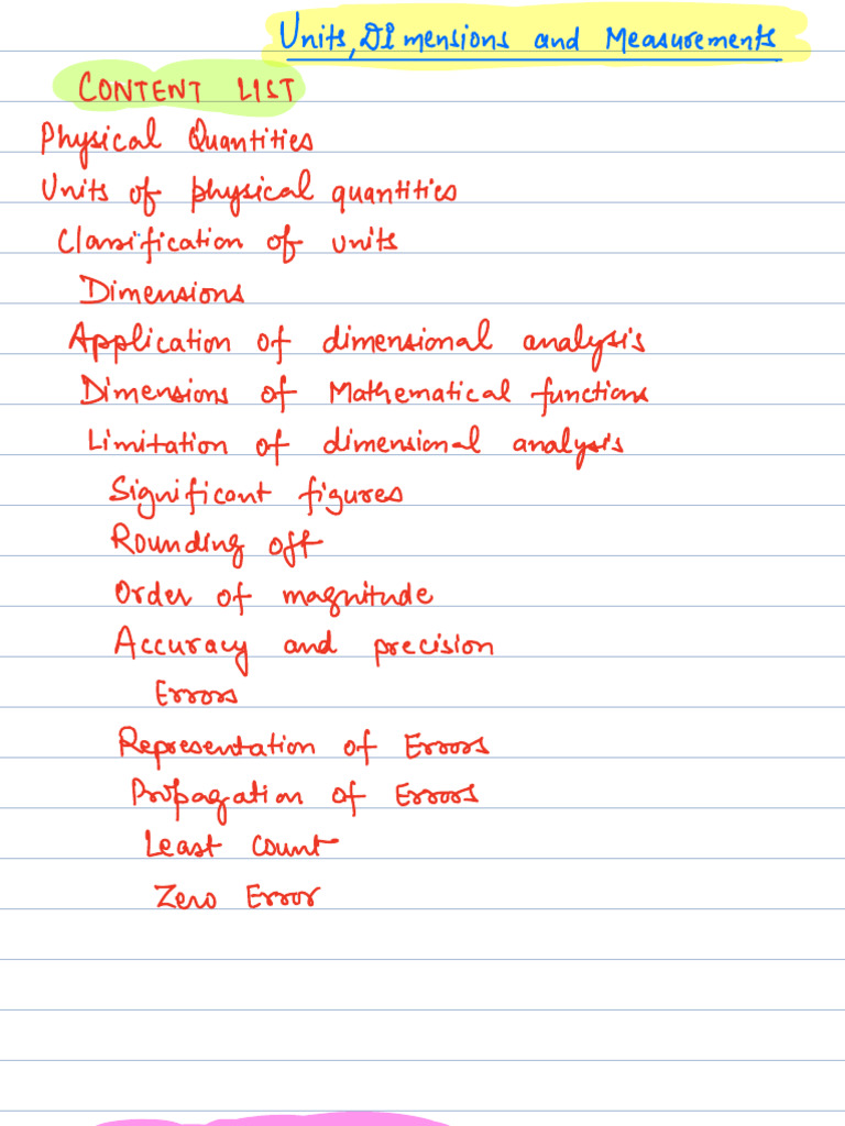 Units, Dimensions and Errors in Measurement | PDF