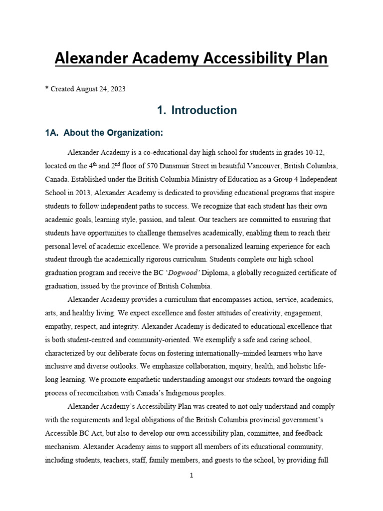 Accessibility Plan | PDF | Accessibility | Disability