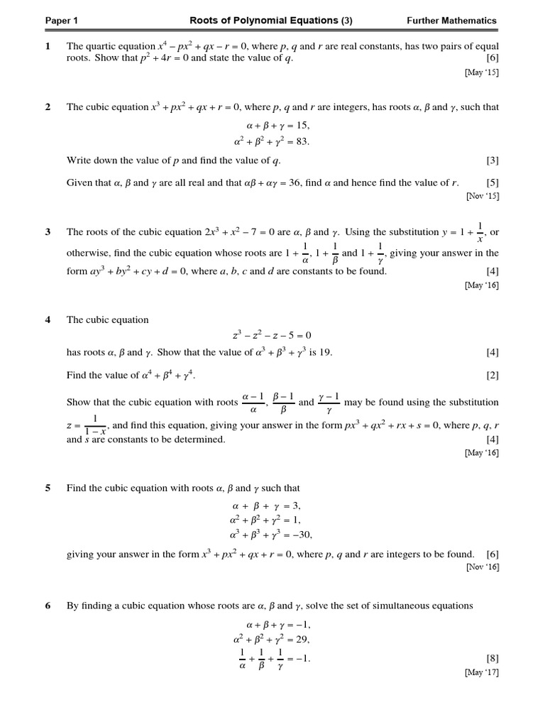 Polynomial Roots and Equations Guide | PDF | Equations | Zero Of A Function