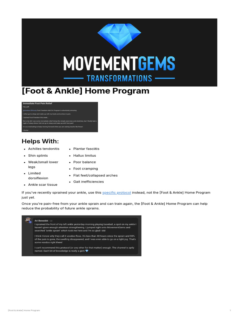 [Foot & Ankle] Home Program-1 | PDF | Foot | Anatomical Terms Of Motion