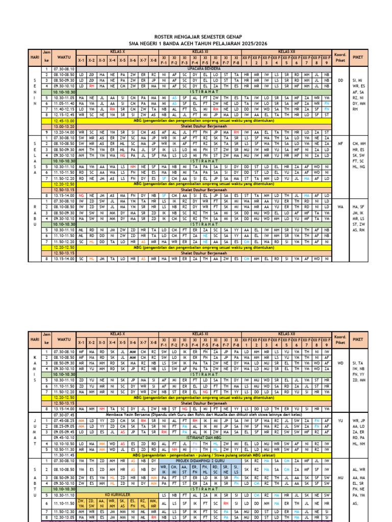 Roster Genap Januari 2026 | PDF