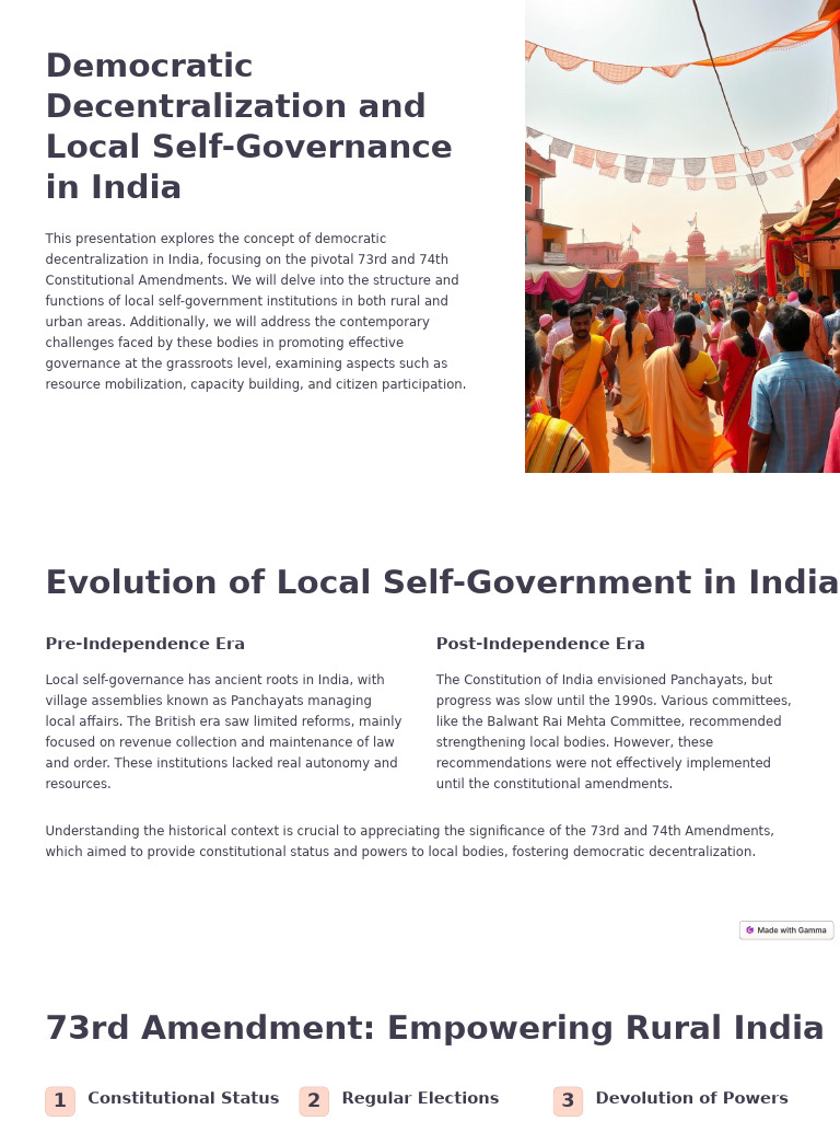 Democratic Decentralization in India | PDF | Governance | Government