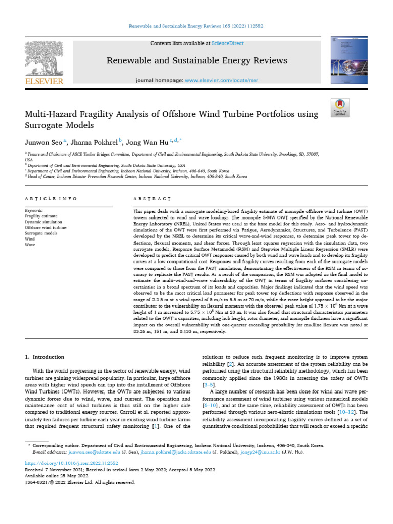 Offshore Wind Turbine Fragility Analysis | PDF | Reliability ...