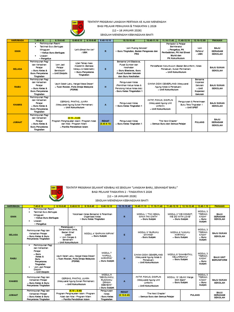 Tentatif Program Minggu Madani 2026 | PDF