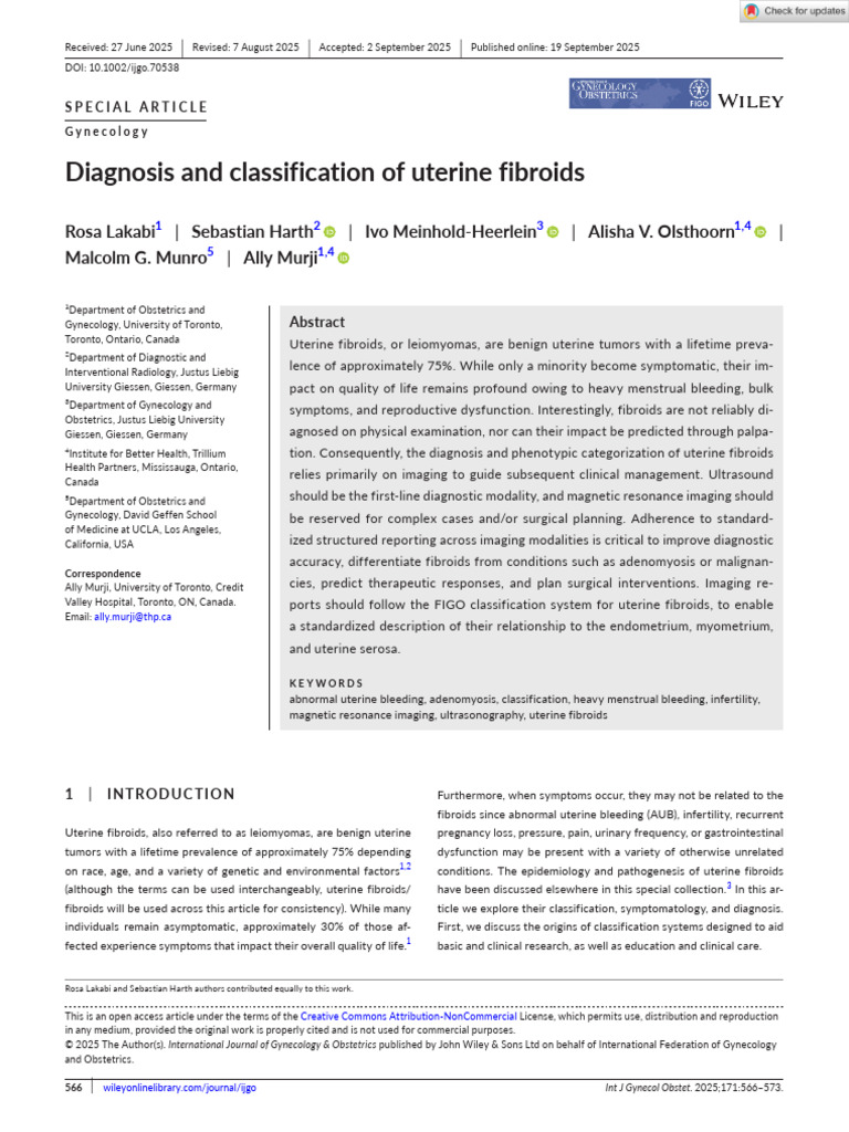 Diagnosis and Classification of Uterine Fibroids | PDF | Medical ...