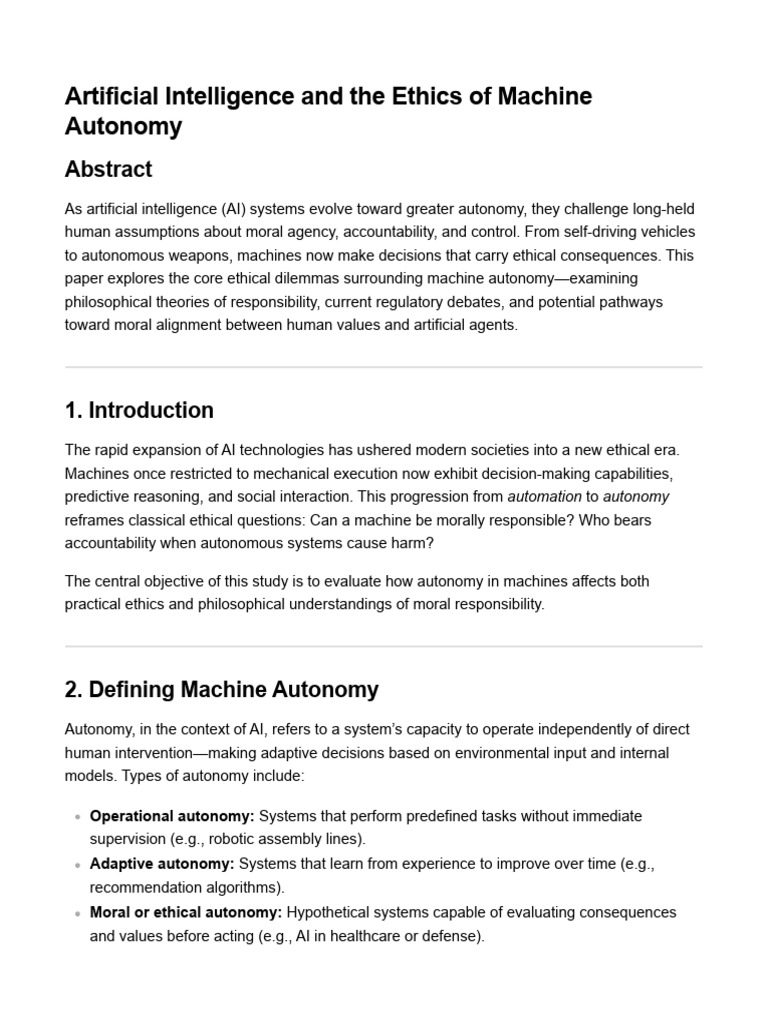 Ethics of Autonomous AI Systems | PDF | Artificial Intelligence ...