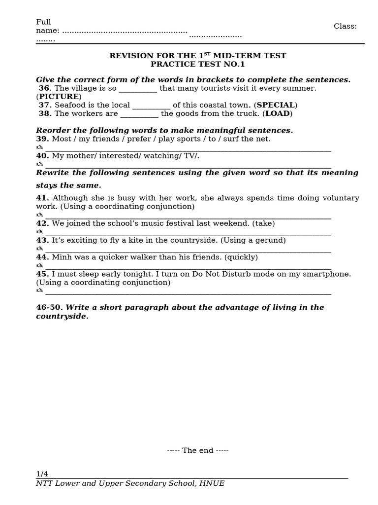Tl-practice Test No.1 | PDF