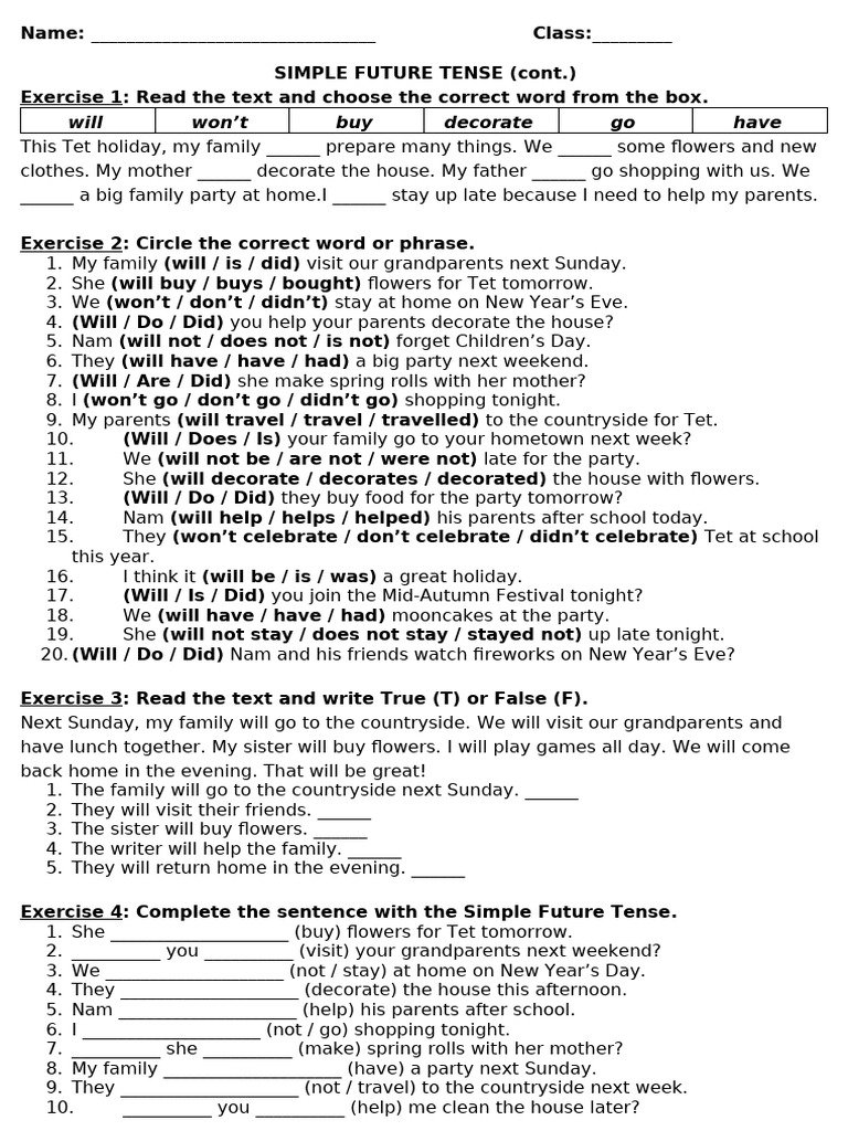 Simple Future Tense Exercises for Students | PDF | Chess Openings | Chess