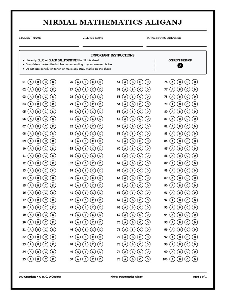Nirmal Mathematics Exam Instructions | PDF | Writing Implements ...
