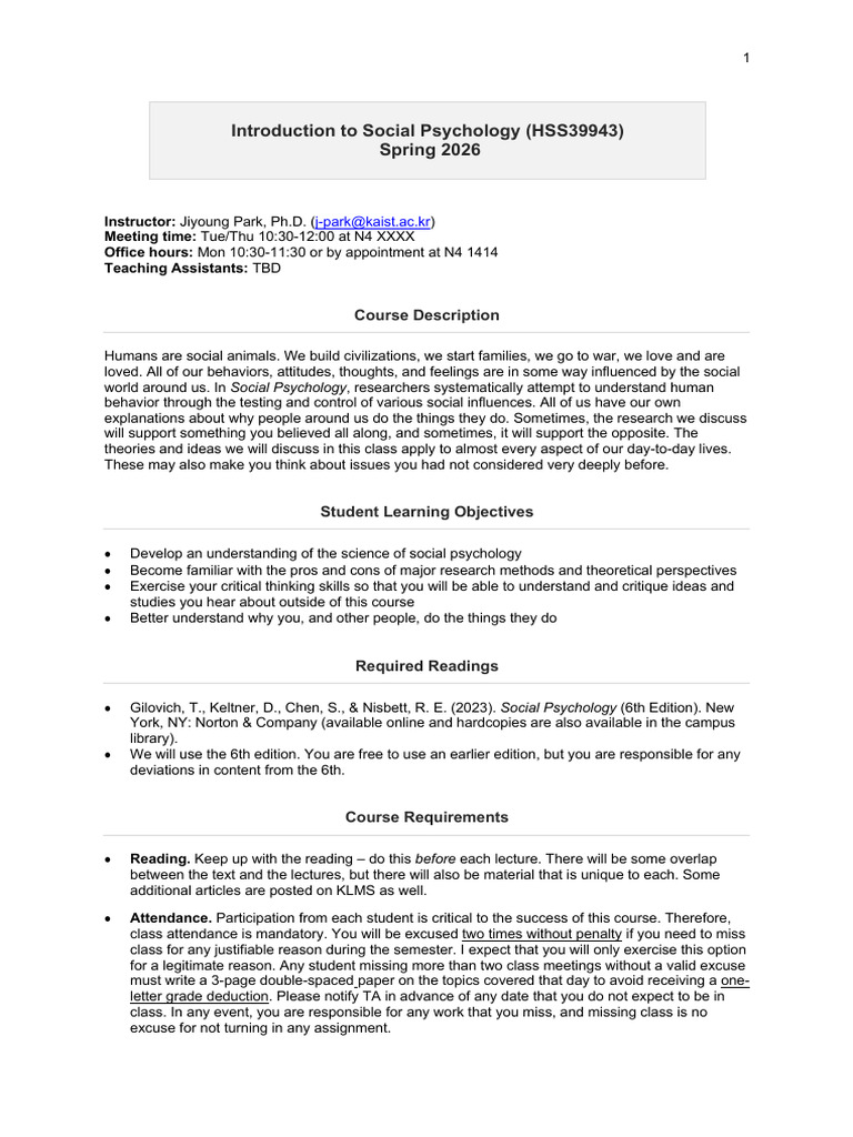 Introduction to Social Psychology Course | PDF | Psychology | Thought