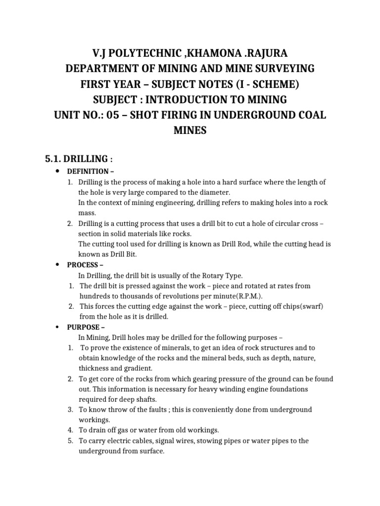 Underground Coal Mine Drilling Techniques | PDF | Drill | Drilling