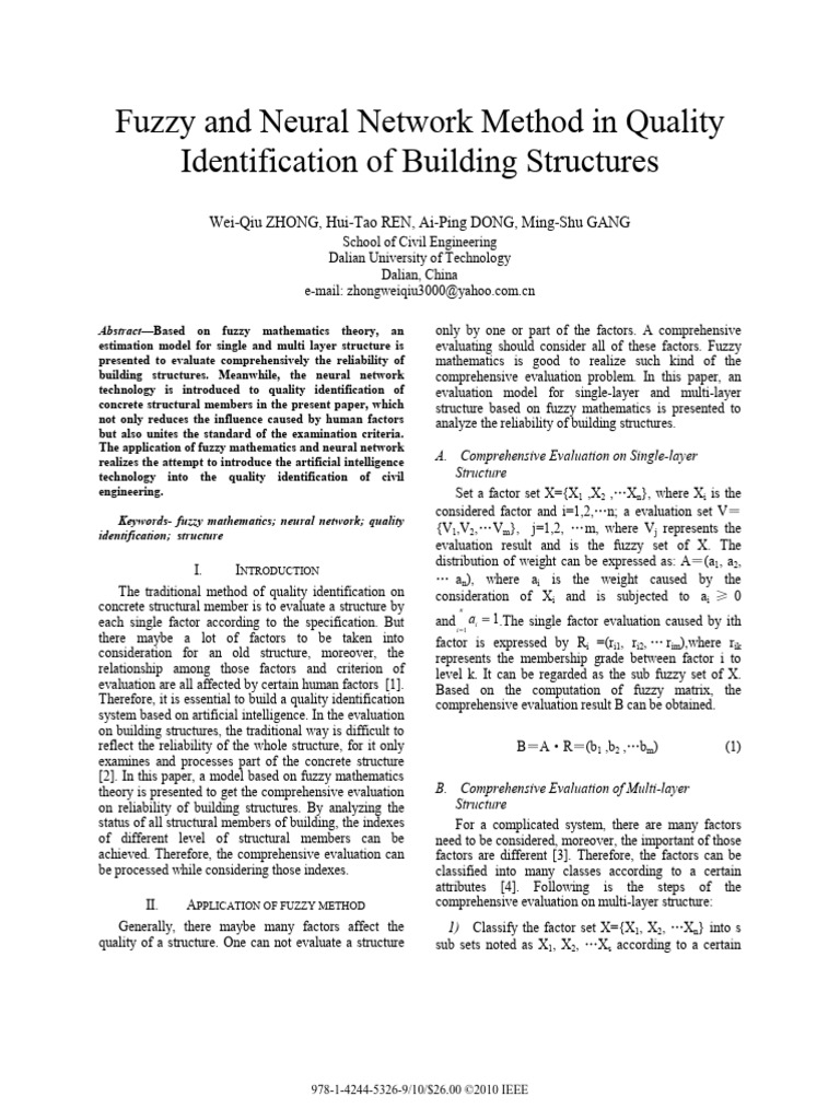 fuzzy and NN in quality indentification of building structures | PDF ...