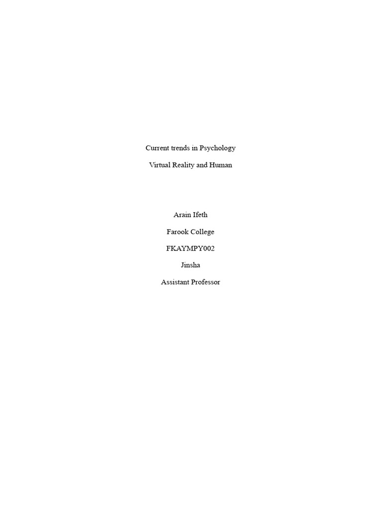Virtual Reality's Impact on Human Perception | PDF | Virtual Reality ...