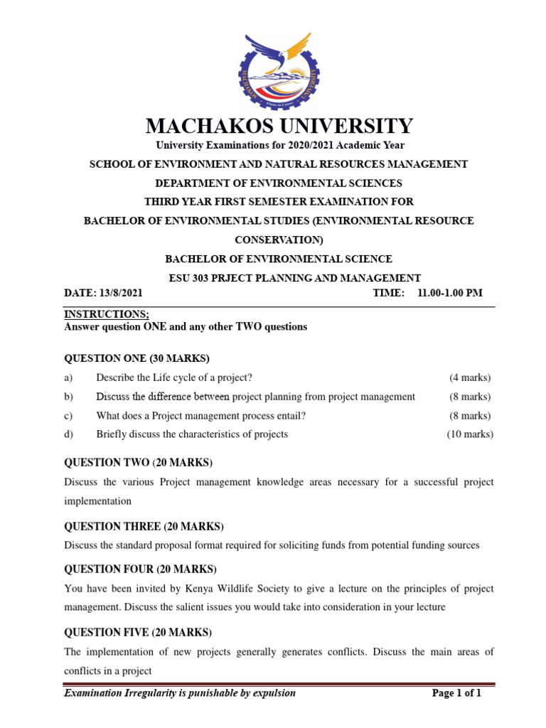 Project Planning and Management Exam Guide | PDF | Project Management ...