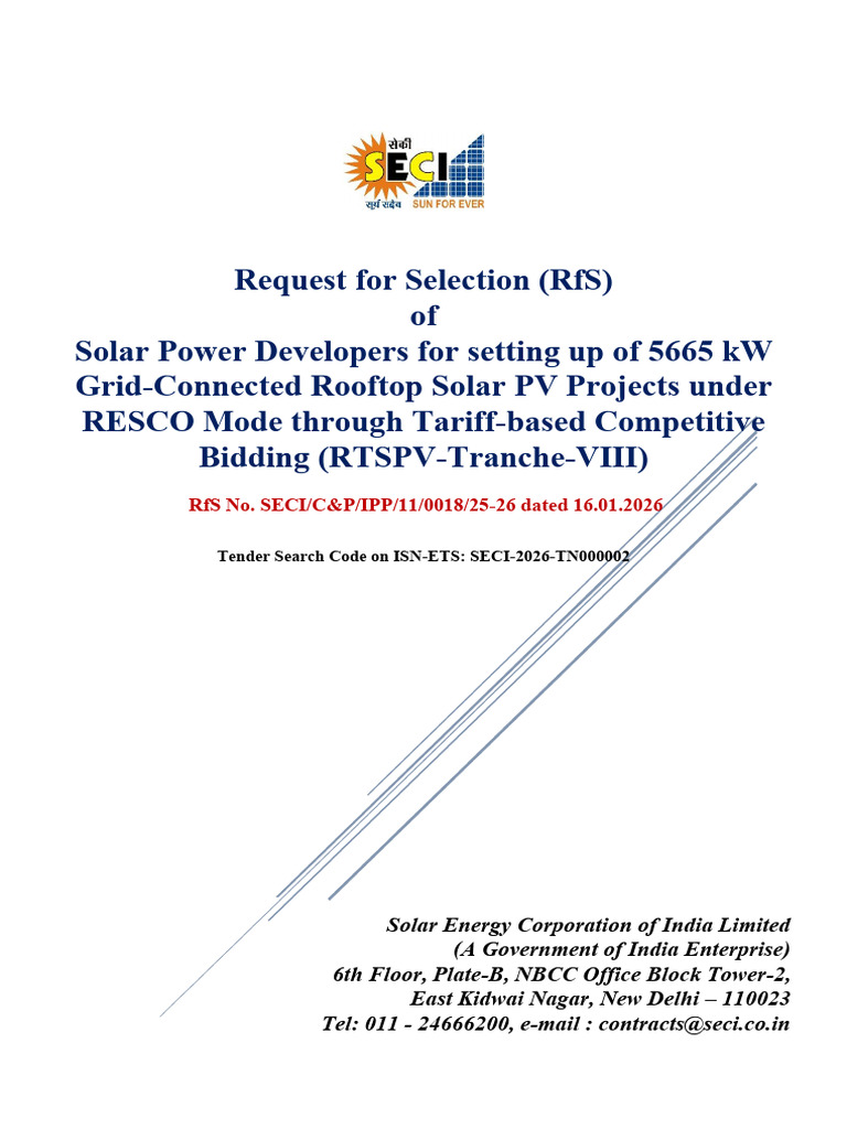 RfS for 5665 kW Solar PV Projects | PDF | Electrical Grid ...