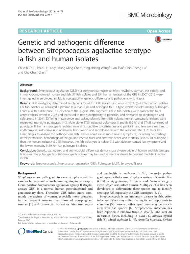 Enetic and Pathogenic Difference Between Streptococcus Agalactiae ...