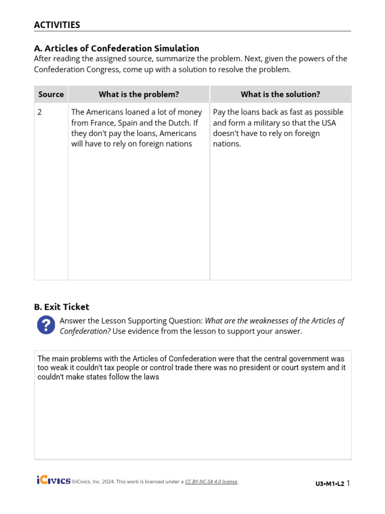 Articles of Confederation Challenges & Solutions | PDF