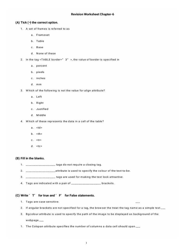 Class 7 Revision Worksheet AI | PDF