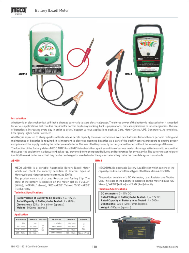 Portable Battery Load Meter Specifications | PDF | Rechargeable Battery ...