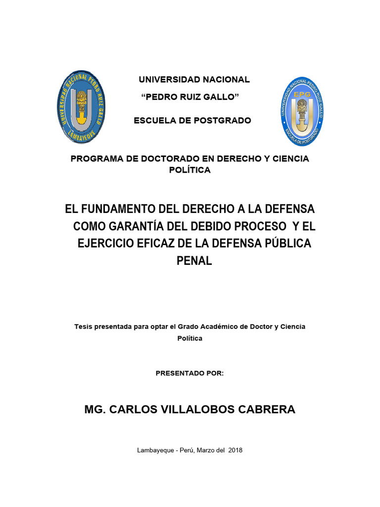 Derecho a la Defensa y Debido Proceso | PDF | Debido al proceso ...