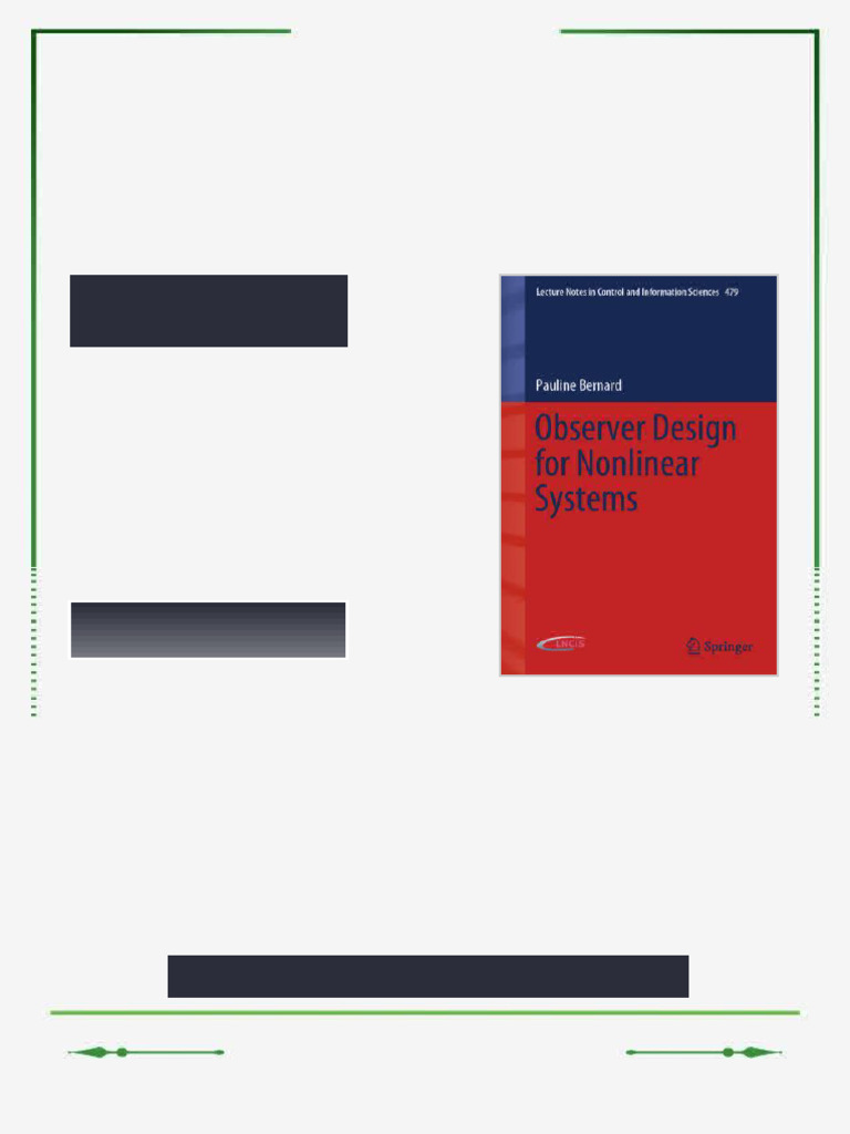 Observer Design for Nonlinear Systems Pauline Bernard eBook raw pdf ...
