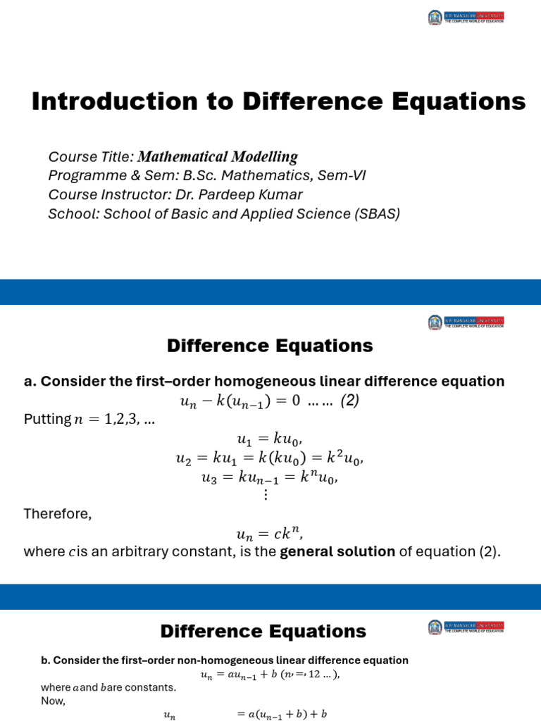 Introduction to Difference Equations | PDF | Mathematical Relations ...