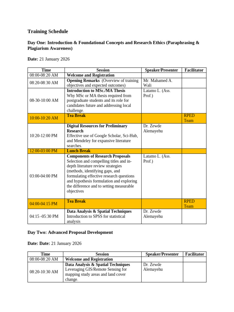 Training Schedule Tr | PDF | Inquiry | Scientific Method
