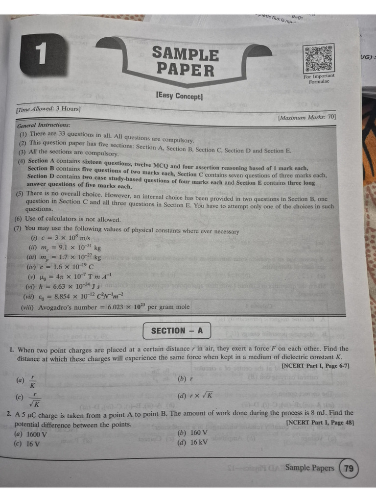 Physics Sample Paper 1 | PDF